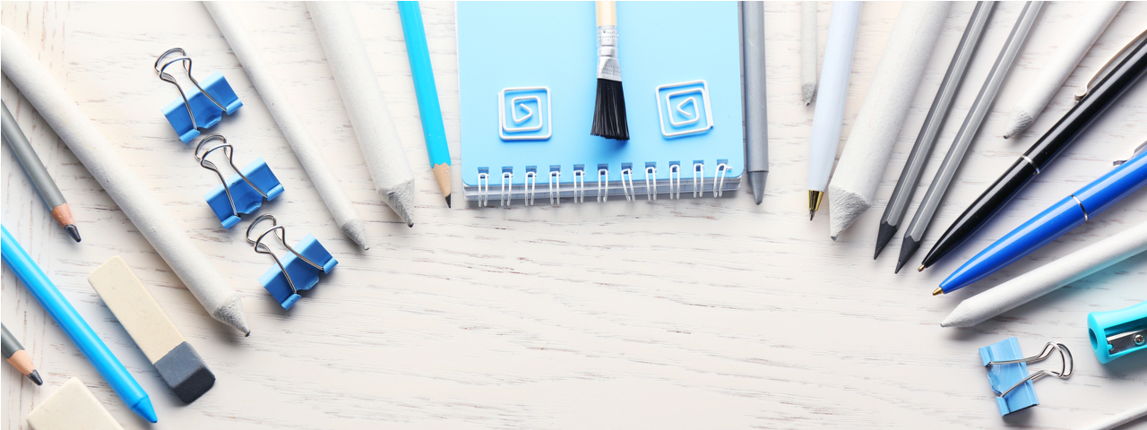 Office supplies on a table