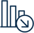 Icon depicting a bar graph and down arrow